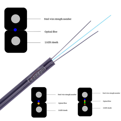 GJXH/GJFXH FTTH drop cable 2 core G657A SM indoor FRP strengh member black LSZH networking wire