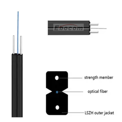GJXH/GJFXH FTTH drop cable 2 core G657A SM indoor FRP strengh member black LSZH networking wire