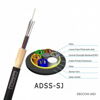 Outdoor Aerial 48 core ADSS Fiber Optic Cable with Non Metallic FRP Strength Member