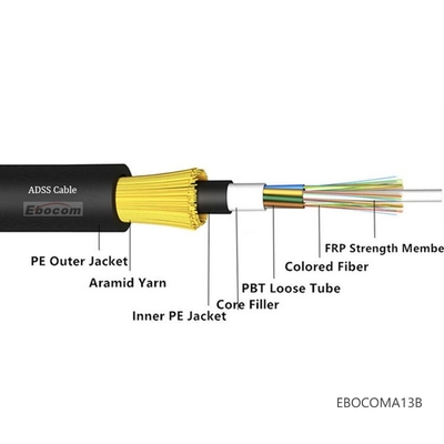 Span 100m ADSS All Dieletric 48 96 Cores Singlemode Outdoor Optical Fiber Cable