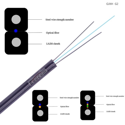 High quality GJXH Indoor FTTH Optical Fiber Cable 2core Single Mode G657A G652D single mode multi mode lszh jacket
