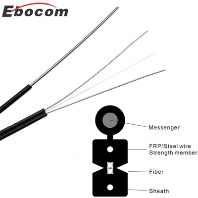 OEM LSZH Jacket Drop Cable With Messenger Wire For FTTH Drop Cable In Black