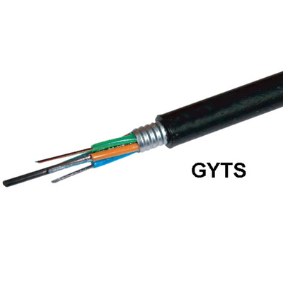 Outdoor Duct Fiber Optic Cable GYTS Light Armored SM G652D MLT Stranded 12 24 48 Core With PE Jacket