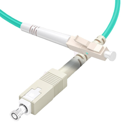 Duplex MM OM3 Patch Cord 2.0mm 3.0mm Aqua Jacket With Low Loss LC SC FC ST Connector