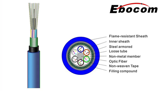 การทําเหมืองแร่ สายใยออตติก MGTSV 60 72 96 หลัก Double Jackets Flame-Retardant สําหรับเครือข่าย