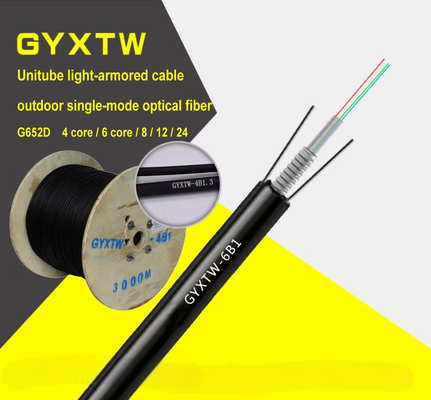 G652D GYXTW 24 Core สายไฟเบอร์ออปติกภายนอกอาคารแบบมีเกราะ แกนกลางหลวม ลวดเหล็กรับแรง PE Sheath สำหรับการฝังโดยตรง