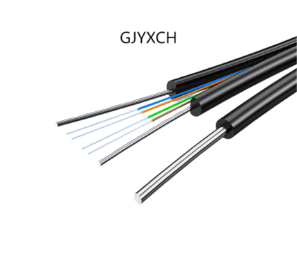 4 Core G657A1 Outdoor FTTH Drop Fiber Cable GJYXCH พร้อมเครื่องส่งสายเหล็กขนาด 0.8 มม