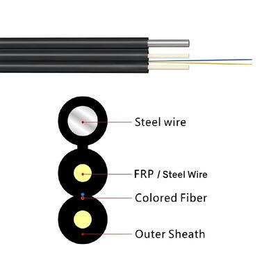 สายนำ FTTH กลางแจ้ง GJYXFCH 2 คอร์ G657A1 พร้อมลวดสลิง