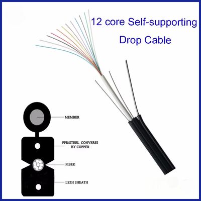12 โครงการ Core Outdoor FTTH Drop Cable ✅ การออกแบบท่อลอยแบบที่มีสมาชิกความแข็งแรงของสายเหล็กสามสาย